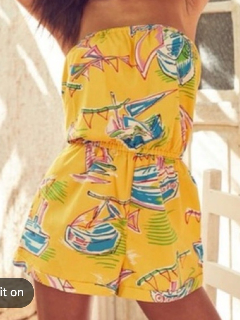 Kimchi blue palm beach strapless romper - Picture 1 of 4